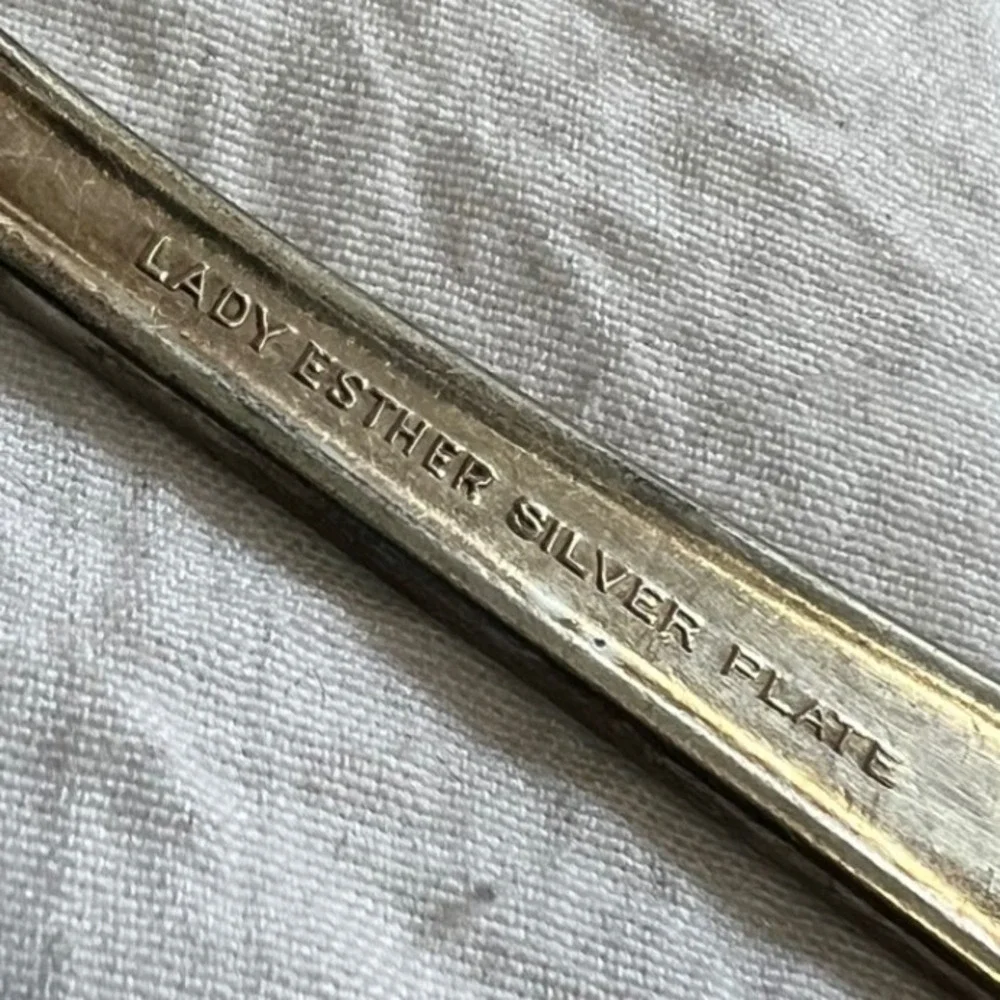 Vintage Lady Esther Silver Plate Flatware Set 24pc Art Deco Ribbed Knives Forks